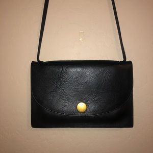 Madewell black leather crossbody 3 pocket purse